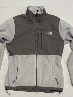 The North Face Denali Fleece Jacket Womens Small Gray White Polartec Full Zip